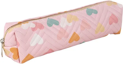 Vista 10 de Pequeña bolsa de lápiz lindo maquillaje corazón pluma bolsa mujer oficina papelería Comestic bolsa Azul