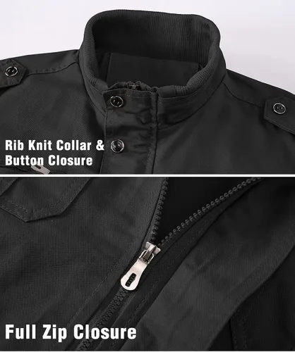 Vista 3 de HJWWIN Chaqueta militar de algodón para hombre, chaqueta tipo bomber con múltiples bolsillos