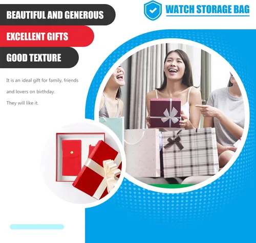 Vista 9 de Bolsa de reloj para viajes, fundas portátiles de viaje para relojes, almacenamiento de bolsas de reloj individuales, soporte de franela para reloj