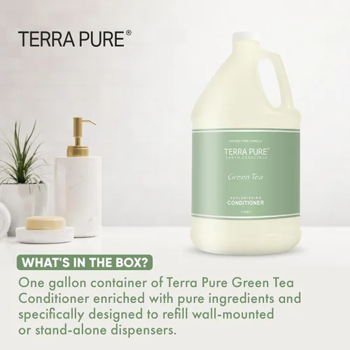 Vista 2 de Terra Pure Acondicionador de hotel de té verde 1 galón para hotelería y alquileres vacacionales para rellenar dispensadores (un galón)