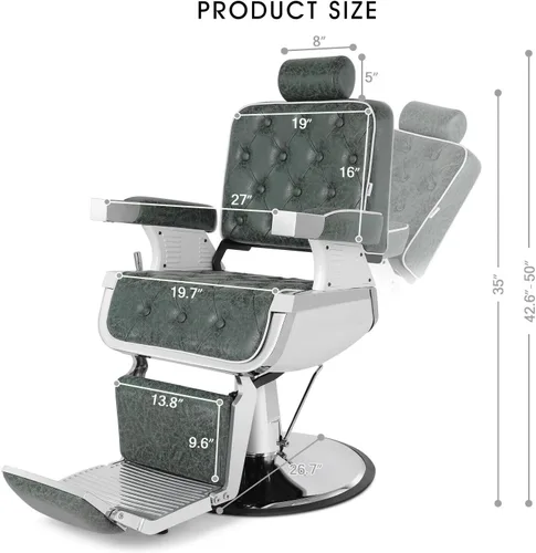 Vista 3 de Artist hand Silla de peluquero, silla de salón de belleza, reclinación hidráulica de alta resistencia para estilista, salón de tatuajes, silla