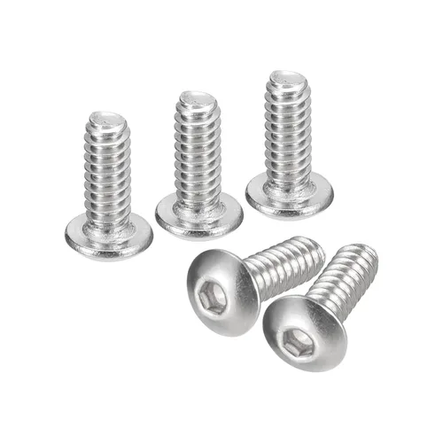 Vista 14 de uxcell #2-56x1 Tornillos con cabeza de botón y muesca hexagonal, 50 unidades de pernos hexagonales de acero inoxidable 304, tornillos allen de rosca