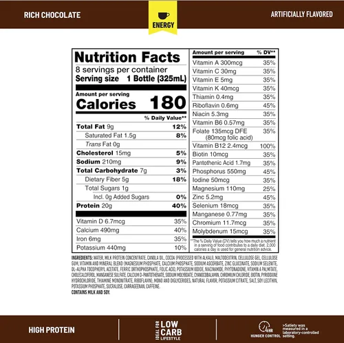 Vista 4 de SlimFast Advanced Energy Mocha Cappuccino Shake Reemplazo de comida listo para beber 0.71 onzas de proteína 4 botellas de 11 onzas líquidas Se puede