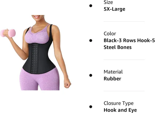 Vista 6 de FeelinGirl Waist Trainer for Women Latex Corset Cincher Vest Sport Workout Girdle Hourglass Body Shaper with Steel Bones