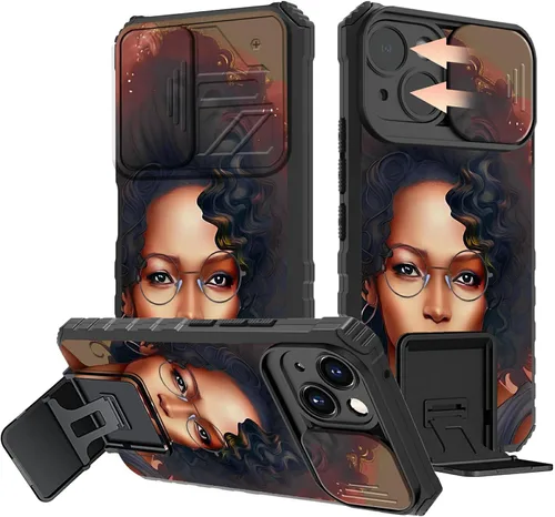 Vista 8 de Rossy Funda para iPhone 14 2022, para iPhone 14 con funda deslizante para cámara deslizante, soporte integrado, doble capa híbrida, a prueba de 1-37
