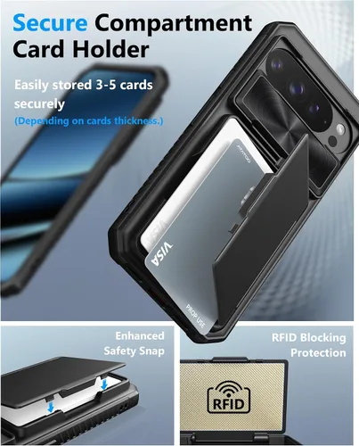 Vista 3 de ATATOO Funda tipo cartera para Google Pixel 10 Pro XL, tarjetero integrado (3-5 tarjetas) [bloqueo RFID] y cubierta de cámara deslizante, protección