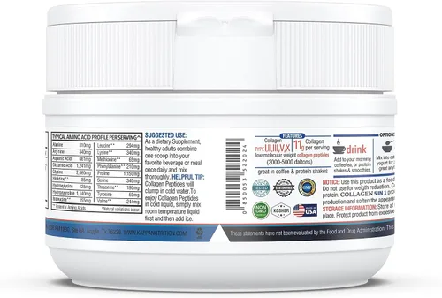 Vista 3 de KAPPA NUTRITION Péptidos de colágeno en polvo, complejo avanzado multicolágeno 5 en 1 con péptidos de colágeno hidrolizados, soporta la piel