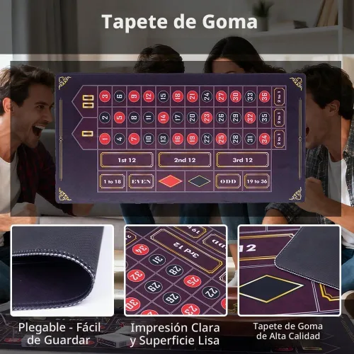 Vista 4 de Juego de ruedas de ruleta de madera, rueda de ruleta de madera maciza de 20 pulgadas con rastrillo retráctil de virutas, 200 fichas, marcador