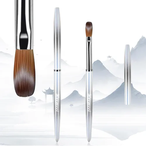 Vista 2 de Cepillo de uñas acrílico 100% Kolinsky, tamaño 8, cepillo acrílico para uñas Split-Resistant & Durable Bristles, Superior Acrylic Powder