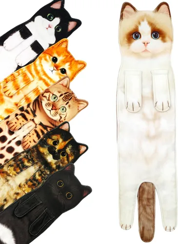 Vista 26 de PAT JUUMG - Toallas divertidas de mano con forma de gato para decoración de baño o cocina; toallas decorativas colgantes para la cara, súper