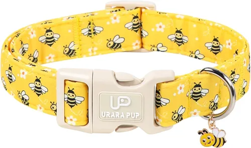 Vista 13 de Collar de perro floral azul, collar floral de algodón ajustable para primavera y verano con colgante de margarita, hebilla de liberación rápida