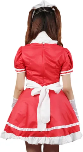 Vista 4 de KUFEIUP Disfraz de delantal de sirvienta para mujer, uniforme de camarera, disfraz de cosplay