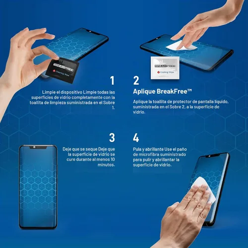 Vista 3 de BREAK FREE Protector de pantalla de vidrio líquido con cobertura de $350 Nano protección resistente a roturas y arañazos para todos los teléfonos