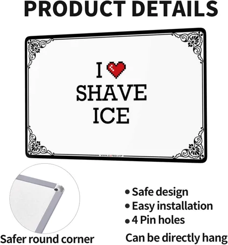 Vista 2 de Cartel de metal divertido con texto en inglés "I Love Shave Ice Tin Letter", accesorios de habitación para hombres, letreros divertidos