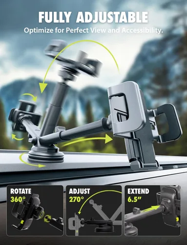 Vista 5 de Bracketron TripGrip - Soporte de teléfono para teléfono celular para salpicadero y parabrisas, liberación con una sola mano, rotación de 360°