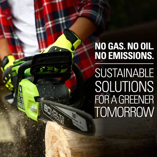 Vista 12 de Greenworks Motosierra inalámbrica sin escobillas de 80 V y 16 pulgadas