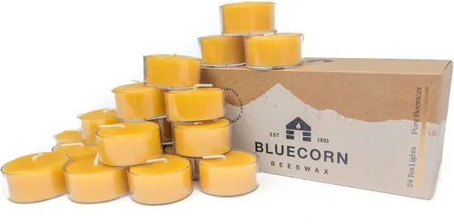 Vista 10 de Bluecorn Beeswax, velas 100 % cera de abeja, color marfil Crudo