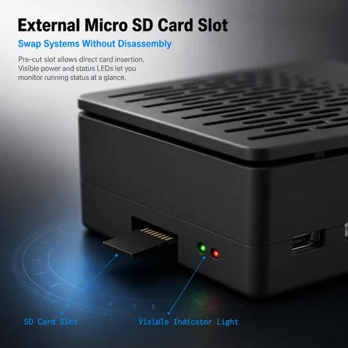 Vista 12 de iUniker Funda para Raspberry Pi 4, carcasa ABS Pi 4 con ventilador de refrigeración, disipador de calor Pi 4, cubierta superior extraíble simple