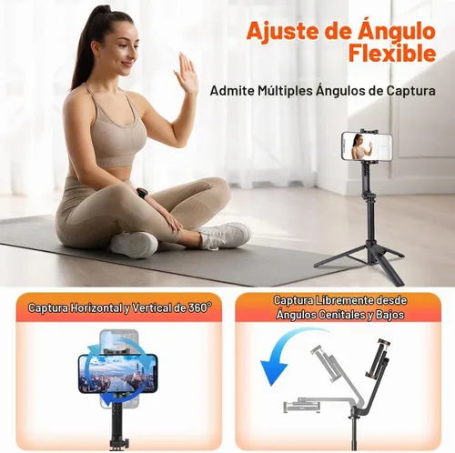 Vista 3 de Trípode para selfie stick con control remoto, ligero, 5.29 oz, plegable, soporte extensible a 35 pulgadas, soporte portátil para teléfono