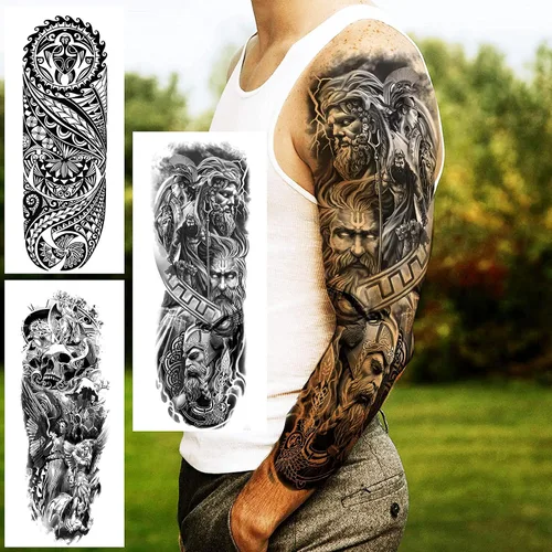 Vista 5 de VANTATY 20 hojas de tatuajes temporales extra grandes de brazo completo para hombres adultos, manga de tatuajes temporales de tigre, serpiente