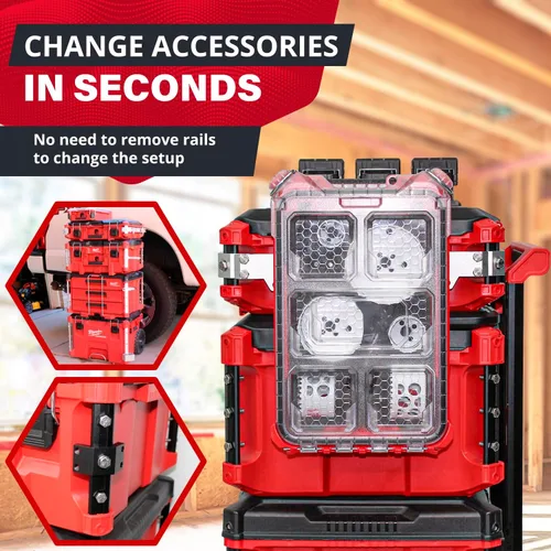 Vista 5 de Alpha Engineered Rieles de Repuesto Roscados Packout de 3.2" (81.5mm) Compatibles con Caja de Herramientas Milwaukee Packout 48-22-8424 - Rieles