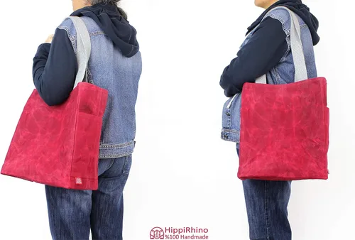 Vista 7 de Handmade Waxed Canvas Grocery Bag Pocket Bag Eco-Friendly Reusable Market Bag Extra Strong Large Shopping Farmers Bag Long Handles Stylish Cute Tote