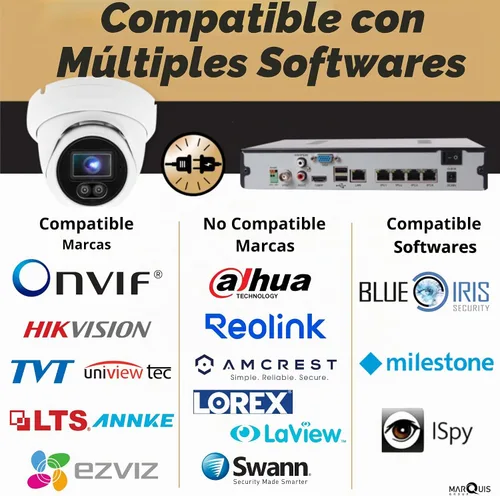 Vista 6 de Marquis Cámara domo de torreta IP PoE de 6MP con micrófono, gran angular de 0.110 in, visión nocturna a todo color 24/7, luz dual, resistente a