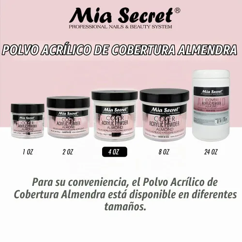 Vista 7 de Mia Secret Acrílico Polvo Cubierta Almendra 4 oz.