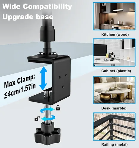 Vista 4 de Soporte para tableta de cocina de escritorio, cajas de costura, brazo de metal ajustable, soporte de montaje para tableta para iPad Pro 12.9 Air
