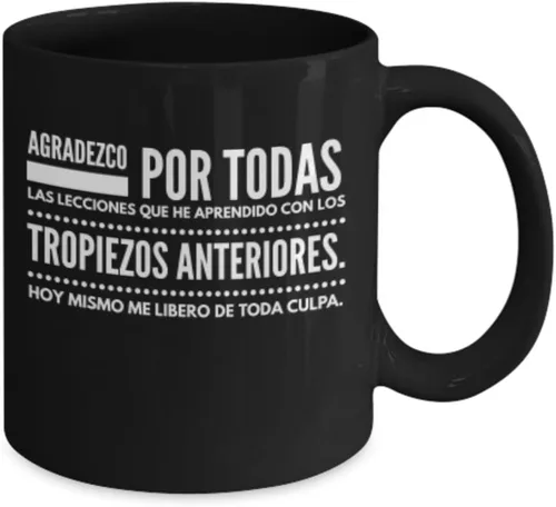 Vista 2 de Agradezco siempre » AFIRMACIONES Taza café, tazas para café divertidas, tazas de café personalizadas, taza de café inspiradoras, taza grande de cafe