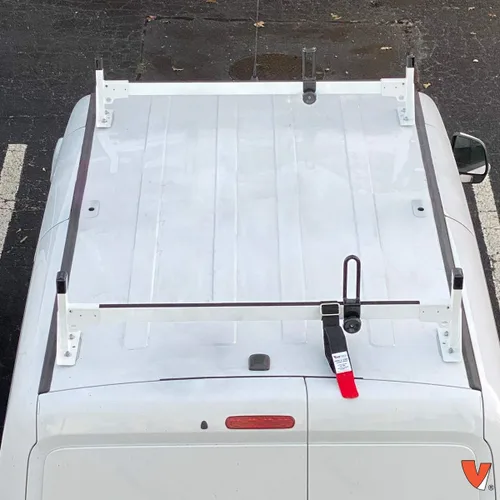 Vista 5 de Vantech H1 2 Bar para RAM ProMaster City Steel Ladder Roof Rack 2015-On, Blanco