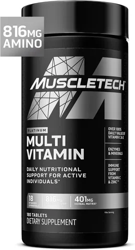 Vista 8 de MuscleTech Platinum Multivitamins para Hombres y Mujeres - Suplemento Multivitamínico para Apoyo Inmunológico - 18 Vitaminas y Minerales, Vitamina A
