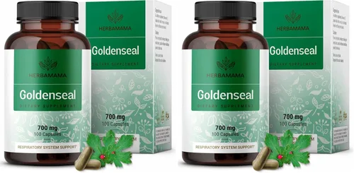Vista 9 de HERBAMAMA Goldenseal - Cápsulas de raíz de 700 mg - Sistema respiratorio y apoyo inmunológico con suplemento en polvo de sello dorado, vegano, sin