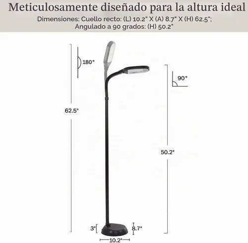 Vista 4 de Lavish Home - Lámpara de pie con luz solar y cuello de cisne ajustable