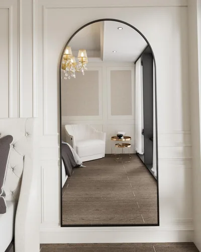 Vista 9 de BEAUTYPEAK Espejo de longitud de arco de 71 x 30 pulgadas con soporte Negro