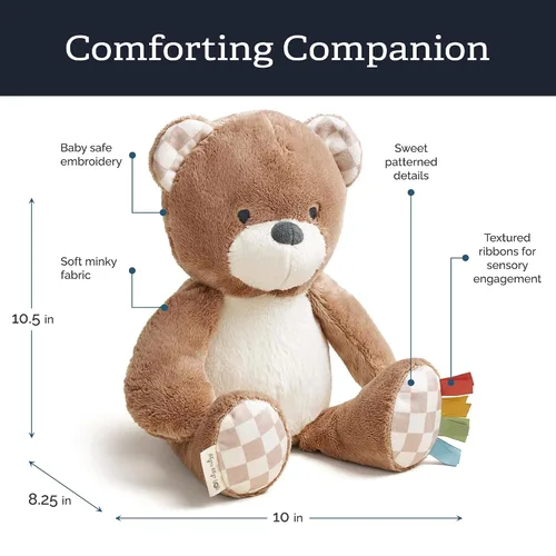 Vista 4 de Itzy Ritzy Snuggles Juguete de Peluche – Animal de Peluche Suave para Bebés, Niños y Adultos – Cintas Sensoriales y Telas Texturizadas para Juego
