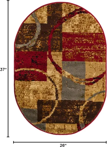 Vista 2 de Unique Loom Barista Collection - Alfombra de área Kouillou (2' 2" x 3' 1" ovalada, multi/marrón)
