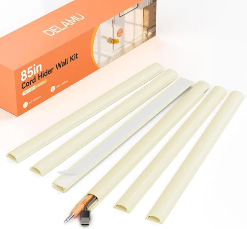 Vista 10 de Kit de ocultación de cables Delamu para pared con adhesivo, cubierta de alambre de múltiples funciones, 42.5 pulgadas para ocultar cables en Blanco