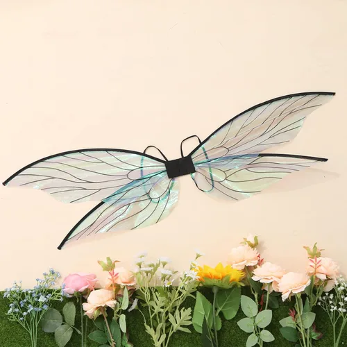 Vista 5 de iiniim Dress Up Cita Wings Fairy Princess Elf Wings Halloween Masquerade Cosplay Accesorios de disfraz de color negro, talla única