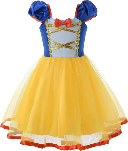 Vista 8 de Disfraz de princesa para niñas pequeñas, cintura elástica, disfraz de Halloween, vestido elegante de cumpleaños con accesorios