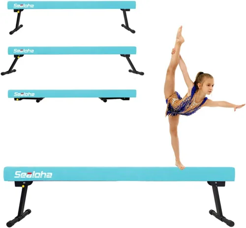 Vista 11 de Viga de equilibrio ultrasimple ajustable y plegable de 6 pies, equipo de gimnasia de suela sintética de piso alto y bajo, sin necesidad de Starlight