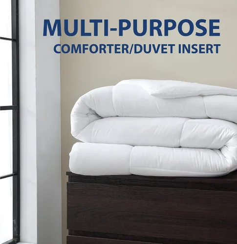 Vista 3 de Cathay Home Edredón alternativo de plumón de microfibra suave de lujo para todas las estaciones, relleno doble, blanco, edredón de cama de 1 pieza