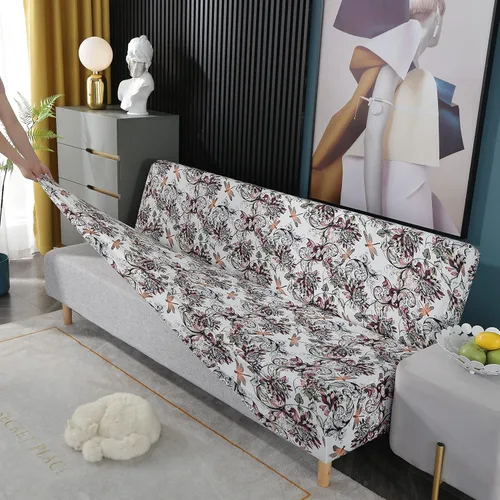 Vista 4 de Beacon Pet Funda estampada para futón, fundas elásticas para sofá cama, tamaño matrimonial, individual, queen, sin brazos, fundas protectoras