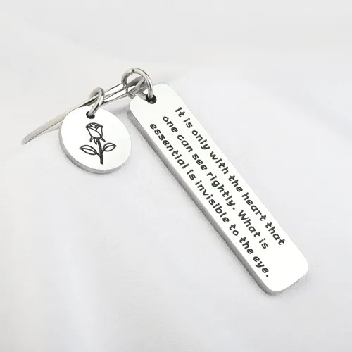 Vista 6 de WUSUANED Llavero con cita de príncipe pequeño, regalos inspiradores, corazón que puede ver correctamente el regalo esencial para los amantes