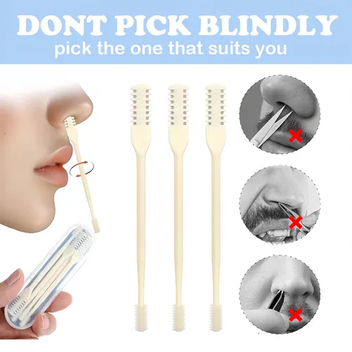 Vista 5 de Cortador de pelo nasal 2 en 1, rotación de 360°, cuchillo de nariz de doble cara, cortador manual de nariz, recortador de pelo para mujeres