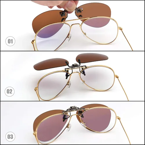 Vista 5 de JM - Gafas de sol polarizadas con clip sin marco estilo aviador para gafas graduadas