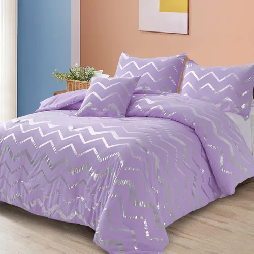 Vista 9 de Menghomeus Juego de edredón azul/plateado tamaño Twin/Twin XL, estampado metálico con purpurina, edredón de cama bonito y brillante, juegos de ropa
