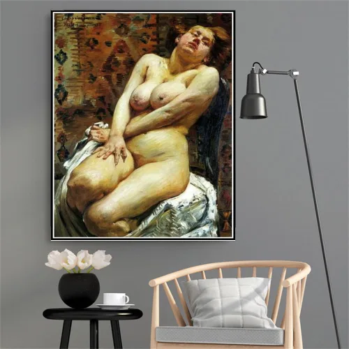 Vista 2 de Kits de pintura por números para adultos y niños, pintura desnuda femenina por Lovis Corinth Arts Craft para decoración de pared del hogar