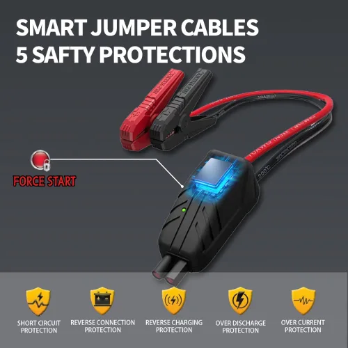Vista 3 de X5 1000A Jump Starter Paquete de refuerzo de batería de litio de 12 V, caja de salto portátil, banco de energía y cables de puente para motores