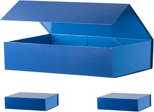 Vista 8 de Caja de regalo negra extragrande de 19 x 16 x 6 pulgadas, enorme caja rectangular plegable con tapa cierre magnético para propuesta de padrino